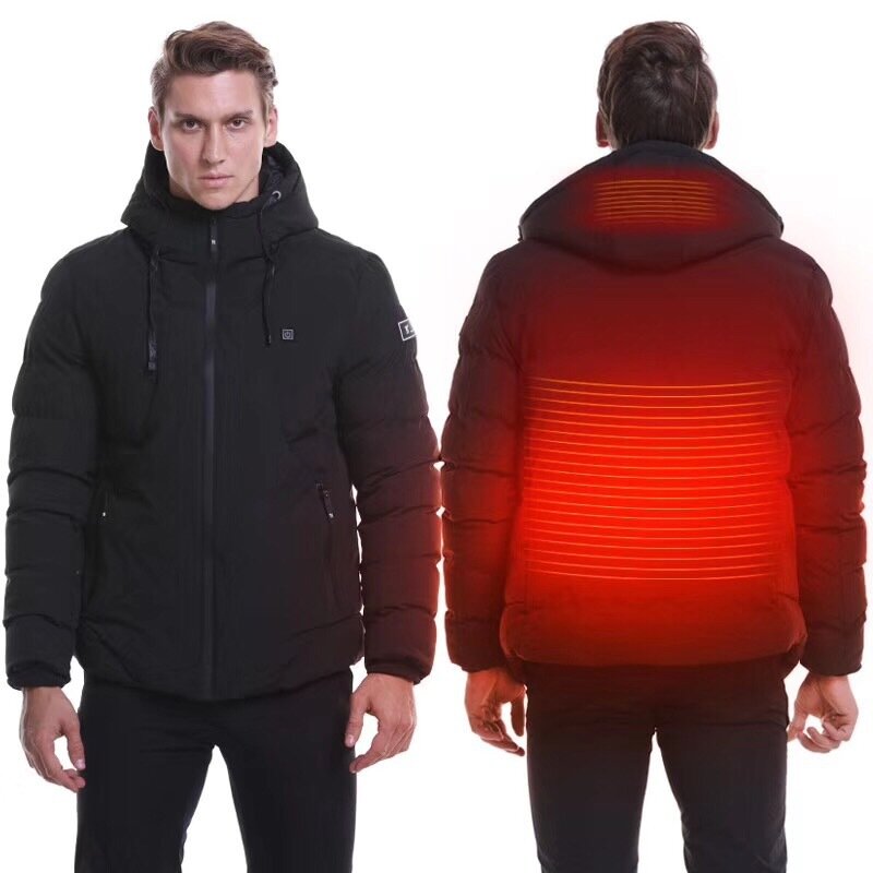 TENGOO Smart Electric Jacket Adjustable 3 Mode USB Charging 2 Heating Zone Thermal Clothes Washable Men Winter Soft Down Jacket