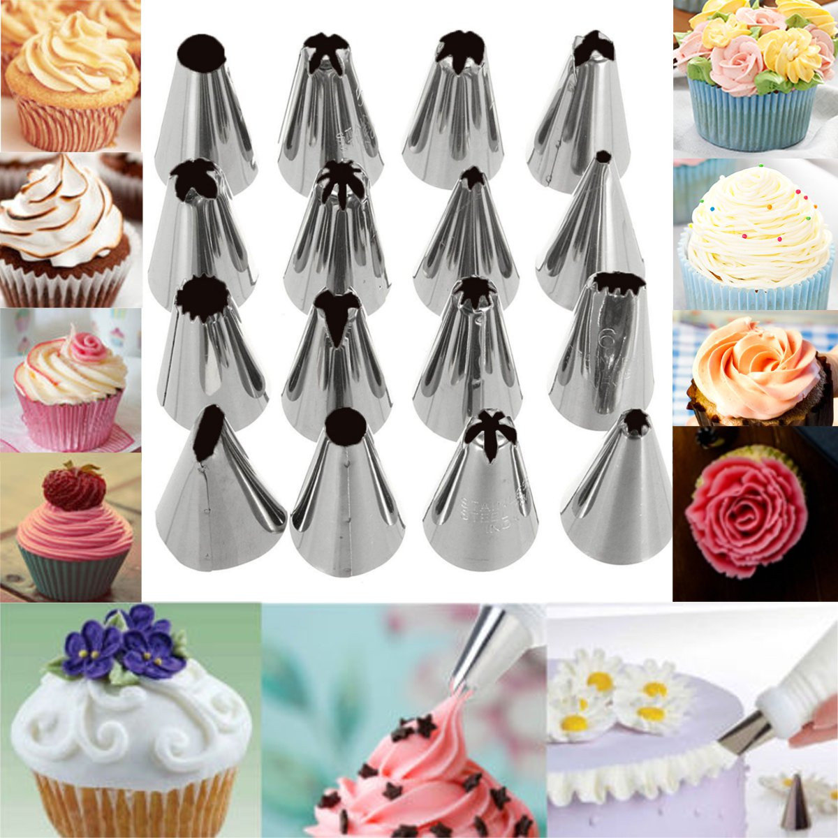 16-delige set Russische piping-tips Multi-shape icing noppen Cake-decoratie Top-bakaccessoires