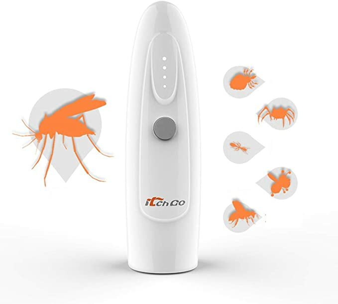 Elektryczny odstraszacz komarów Itchgo Mosquito z 5-stopniową regulacją swędzenia, lekki ABS do użytku na zewnątrz i wewnątrz, dla dzieci i dorosłych.