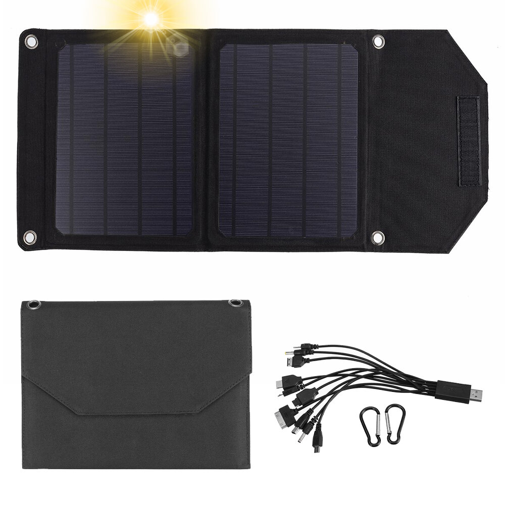30W Solar Panel with 10-in-1 Charging Head Waterproof and Portable Solar Folding Bag Outdoor Camping Travel Battery Pack