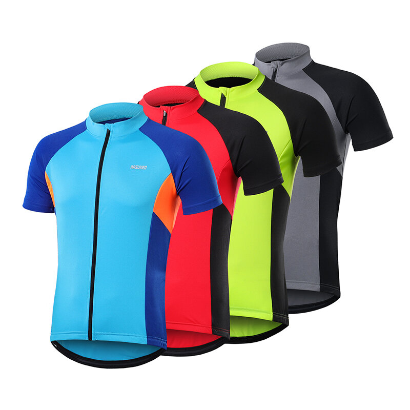 ARSUXEO Koszulki rowerowe z krótkim rękawem Szybkoschnąca, oddychająca odzież do jazdy na rowerze Sporty na świeżym powietrzu dla mężczyzn