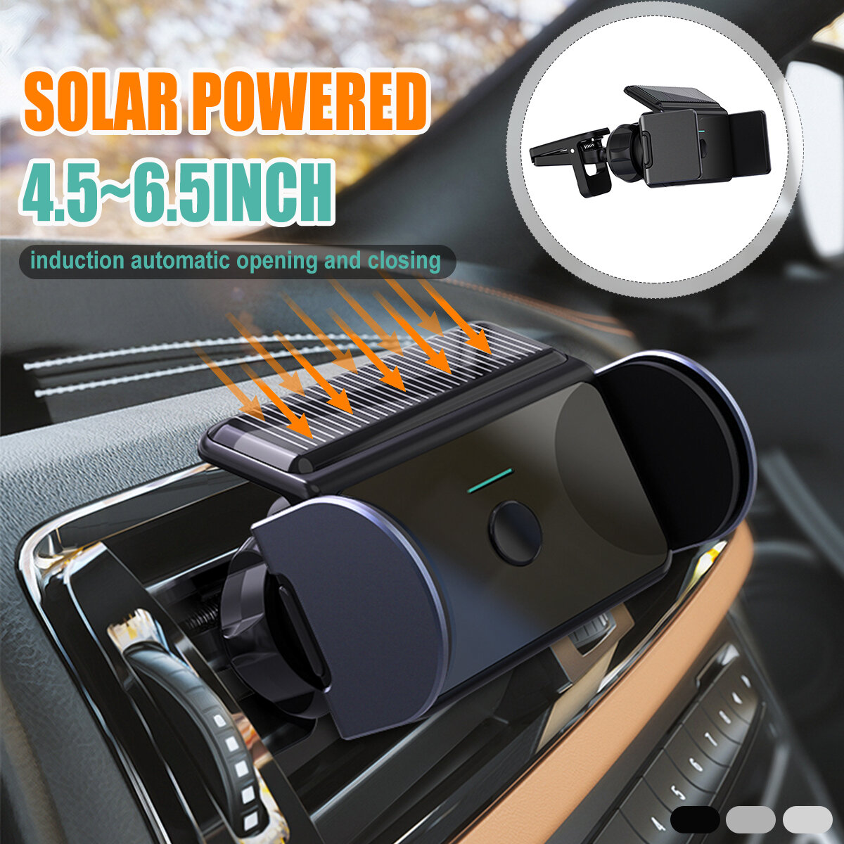 Auto Air Vent/Fiets Mobiele Telefoon Houder Zonne-energie Smart Clamp Arm Automatisch openen en slui