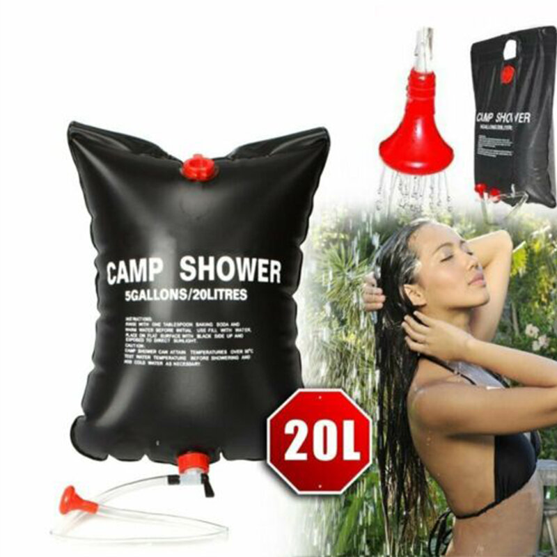 20L/40L Portable Solar Heated Shower Water Bag Temperature Display Outdoor Camping Heated Bathing Ba
