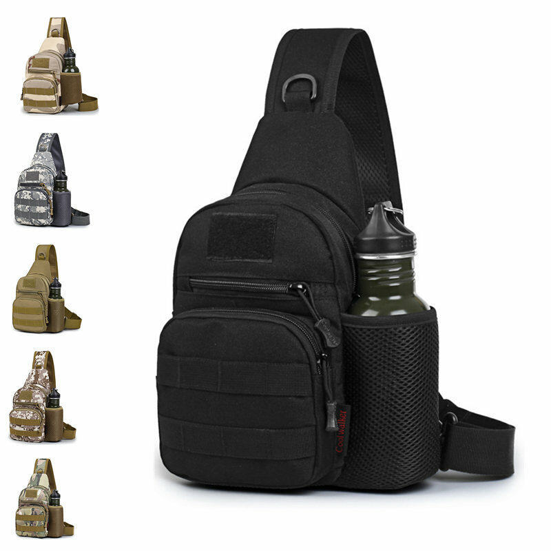 Oxford Shoulder Bag Waterproof EDC Sling Bag Military Tactical Multi-Pocket Zipper Chest Bag for Outdoor Trekking Chest Bag