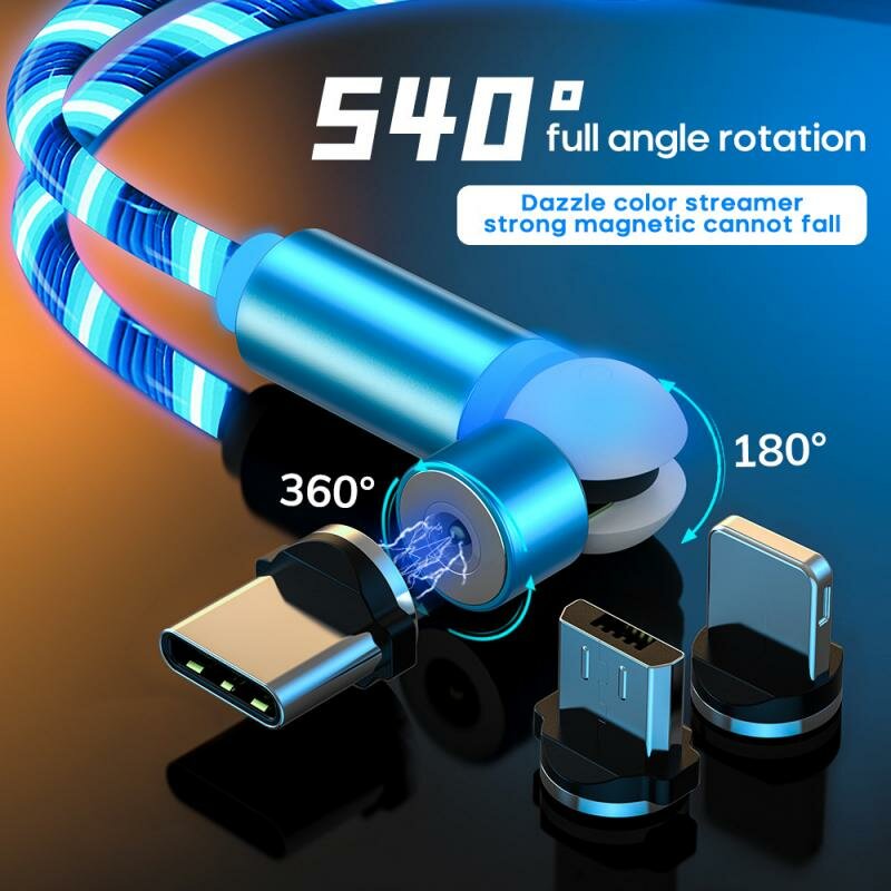 

Bakeey AM22 Magnetic Data Cable 540° Rotate 2.4A Micro USB Type C Cord Fast Charging For Huawei P40 Mate 40 Pro OnePlus