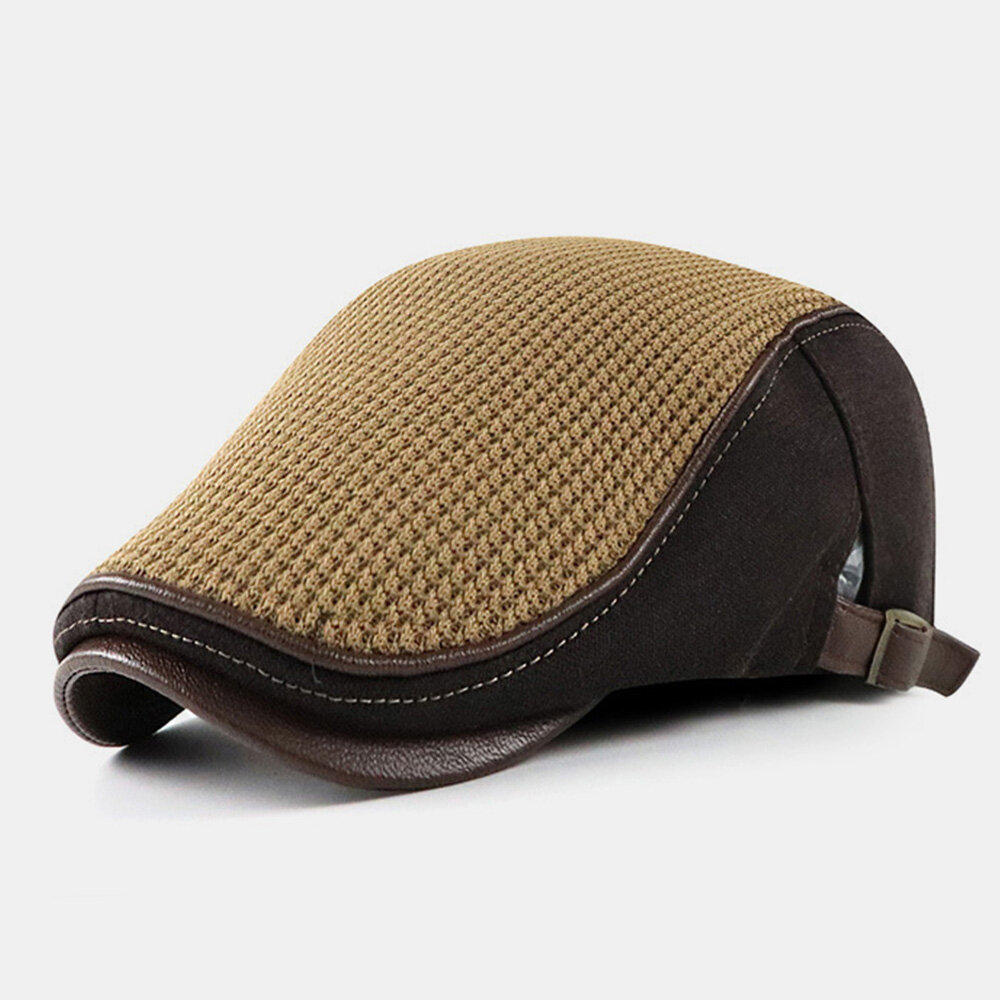 Unisex Stitching Knit Breathable Berets Outdoor Autumn Winter Warm Windprfoof Visor Newsboy Cap Flat Hat