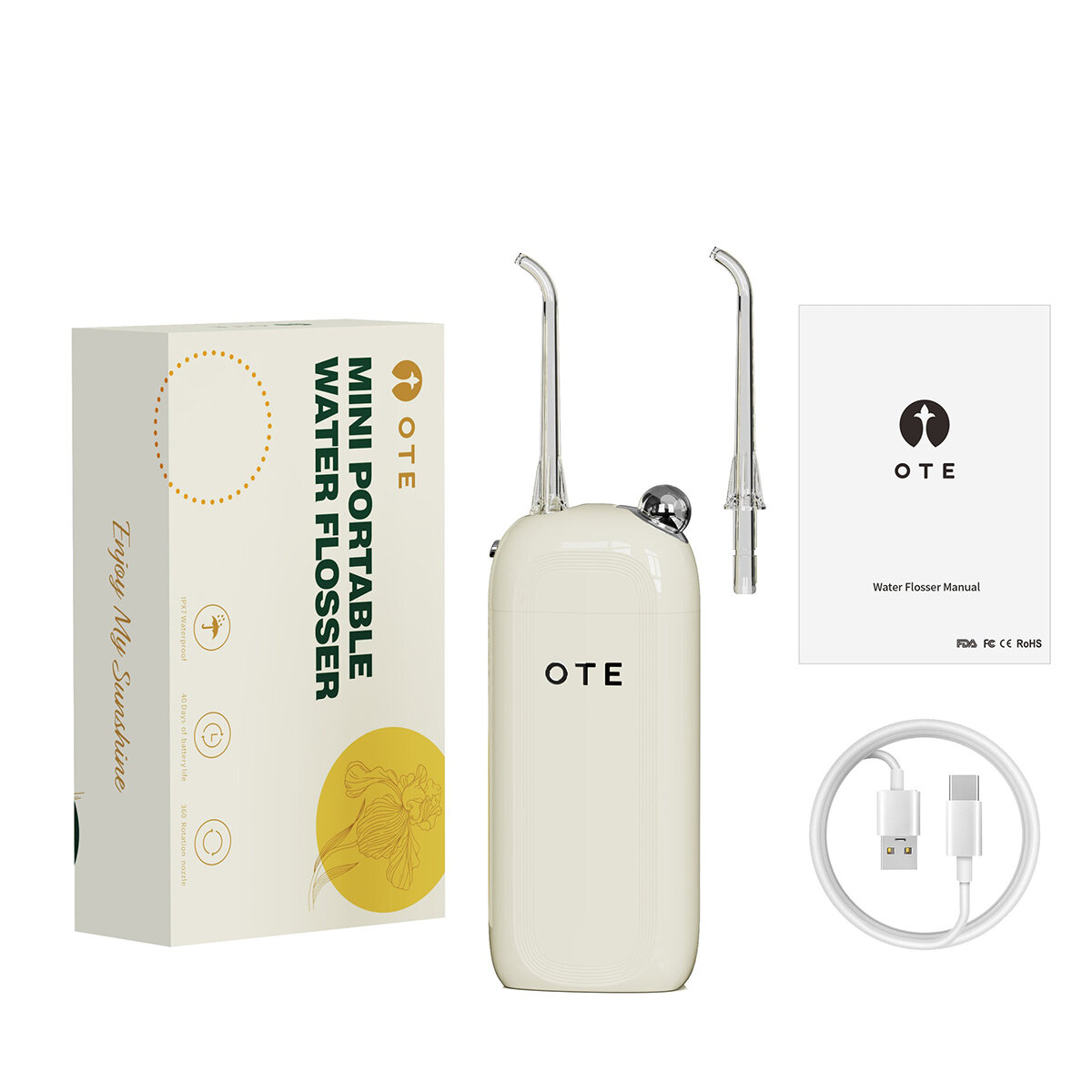

OTE Portable Water Flosser for Teeth Mini Power Dental Flossers Rechargeable for Travel and Home, 3 Modes & IPX7 Waterpr