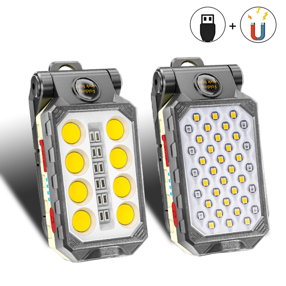 

Bikight® USB Rechargeable COB Work Light Portable LED Flashlight Adjustable Waterproof Camping Lantern Magnet Design wit