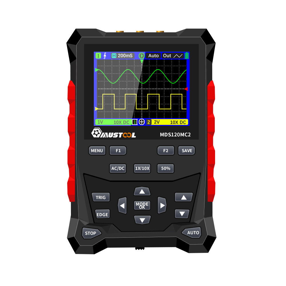 

MUSTOOL 2IN1 120MHZ Dual Channel 40MHZ*2 500MS/s Handheld Digital Oscilloscope + Function Signal Generator MDS120MC2