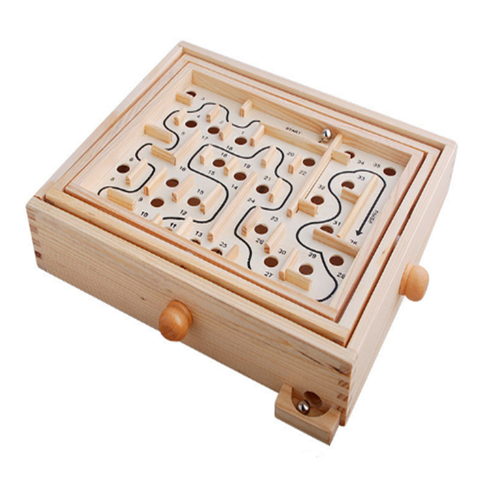 Wooden Desktop Maze Game Leisure Educational Toys Kids Gifts