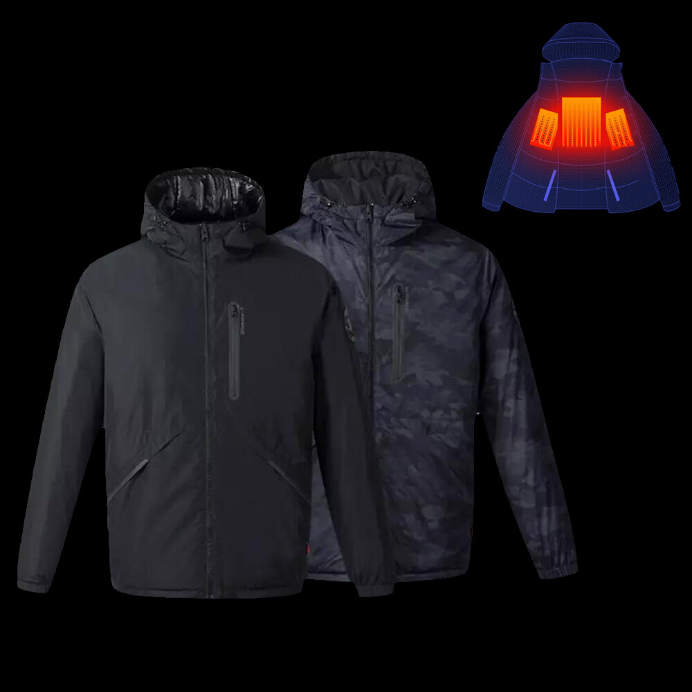 Uleemark IP64 Men Winter Rechargeable Adjustable Electric Heated Jacket Coats Washable Waterproof Rainproof Soft Down Jacket