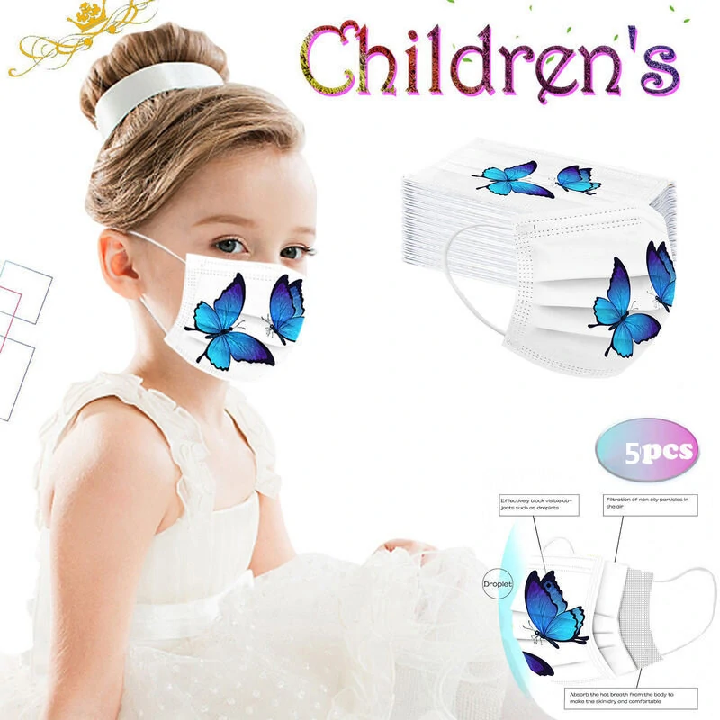 5pcs children kid face mask anti-dust filter mask washable mask for children under 10 years old