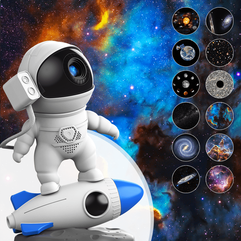Στα 31.19€ χαμηλότερη τιμή ως σήμερα από αποθήκη Κίνας | LED Astronaut Rocket Projector Galaxy Night Light 360 Rotating Focus Nebula Timing Astronaut Ambiance Night Light
