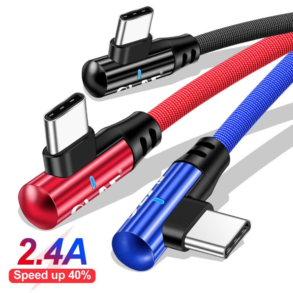 OLAF 2.4A Elleboog Datakabel USB Type-C Micro USB Smart Light Kabel Snel Opladen Voor Huawei P30 P40