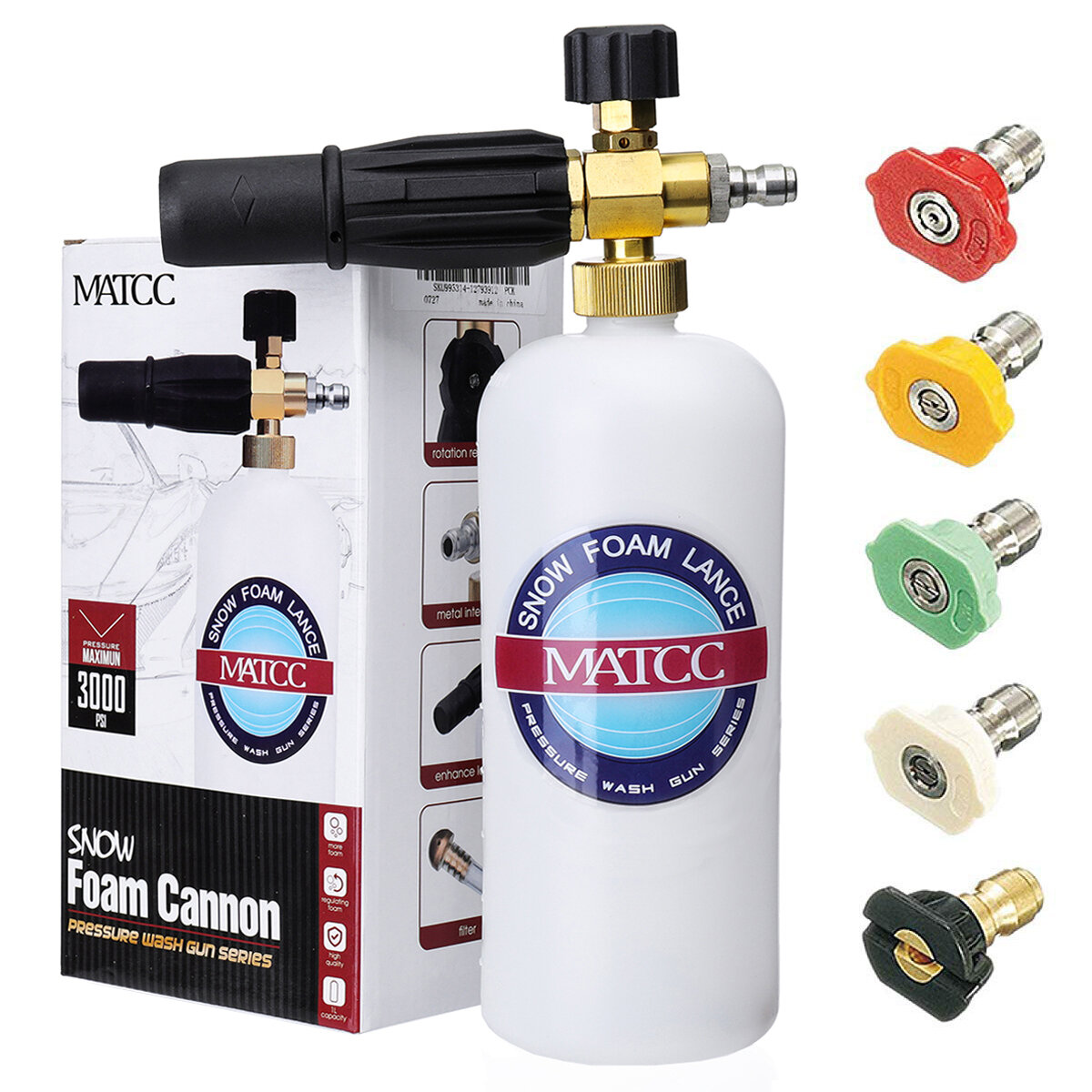 MATCC Upgraded Foam Nozzle Pressure Washer Jet Wash Snow Foam Lance with 1/4'' Quick Connector Foam 