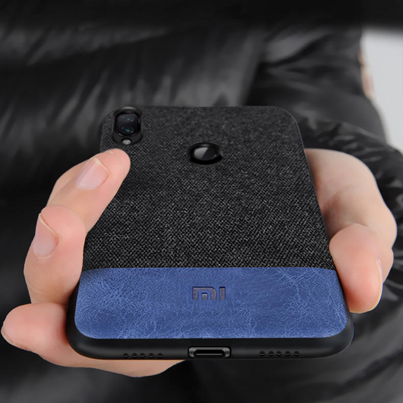 Bakeey Luxury Fabric Splice Soft Silicone Edge Shockproof Protective Case For Xiaomi Mi Play Non-ori