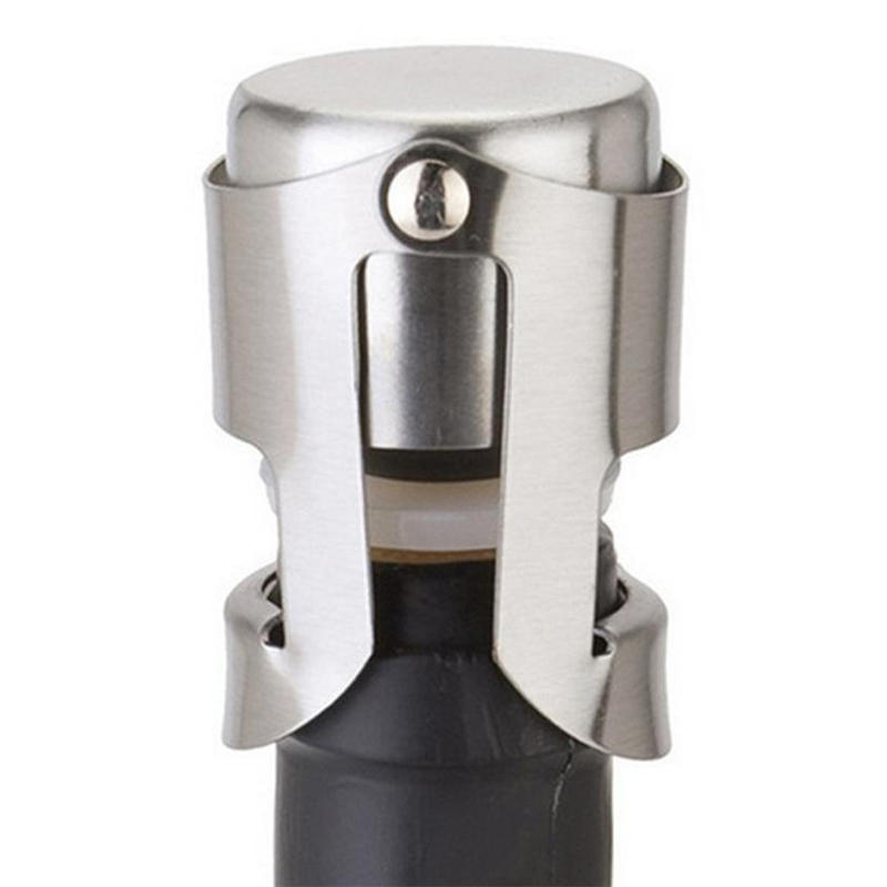 IPRee® Stainless Steel Champagne Wine Stopper Portable Push Type Sealer Bottle Stopper Cap