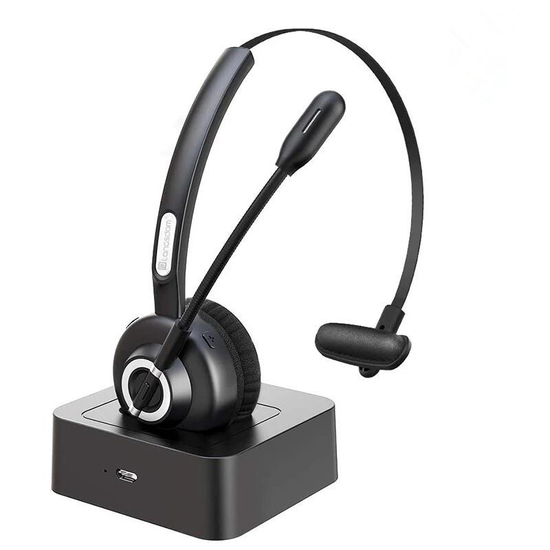 Langsdom H3 Bluetooth 5.0 Koptelefoon Handsfree Met HD Microfoon Oplaadstation Draadloze Skype-heads