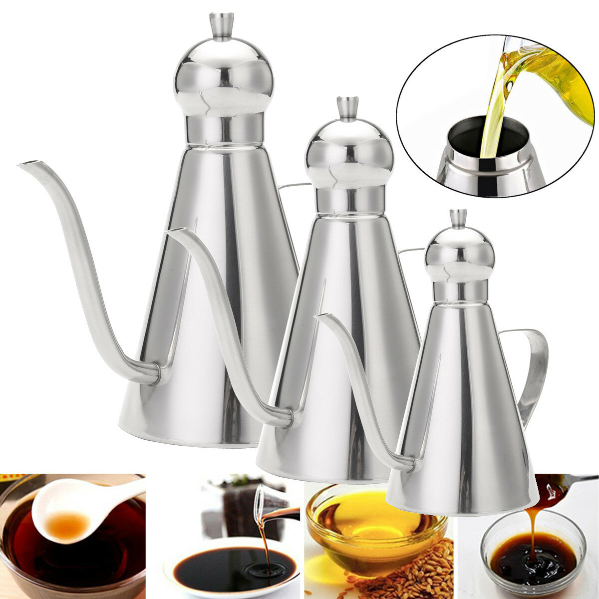 035L05L1L Stainless Steel Olive Oil Vinegar Dispenser Jar Kitchen Bottles Pot
