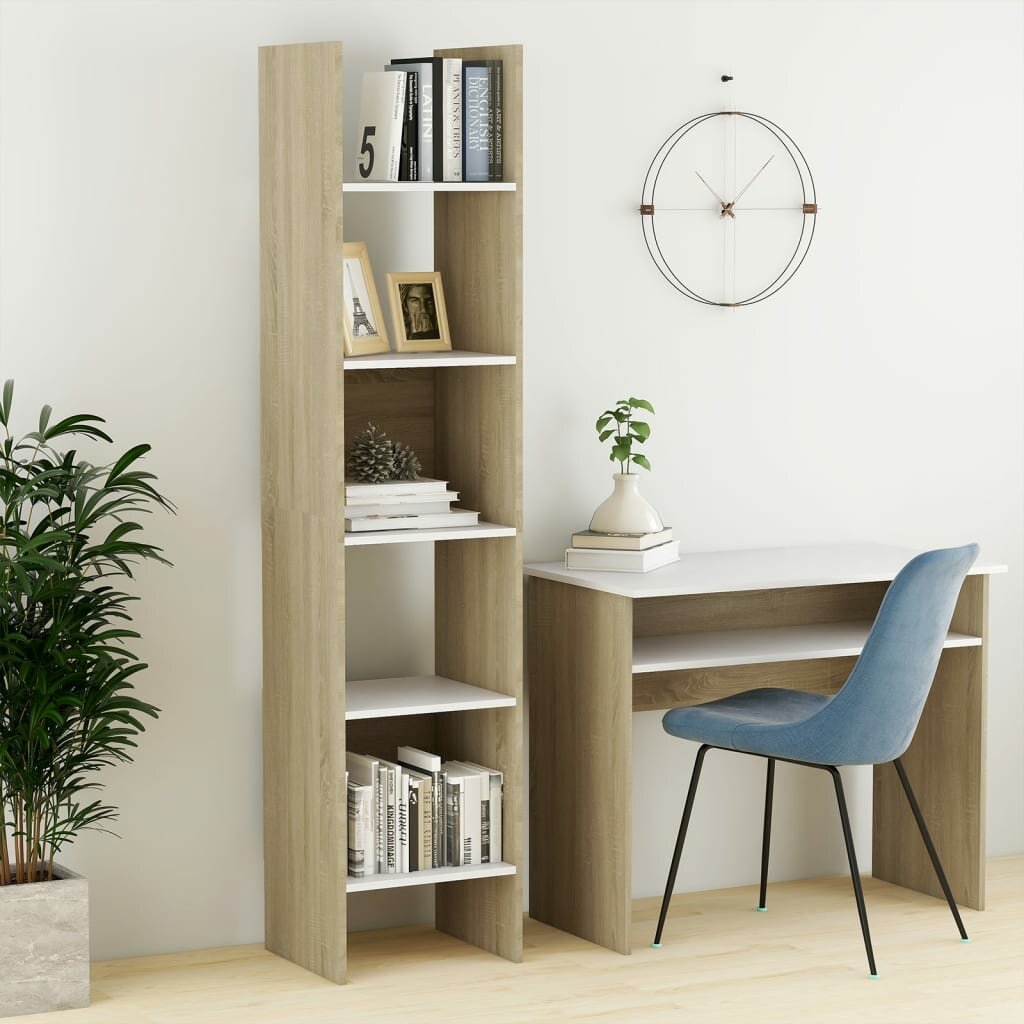 

Book Cabinet White and Sonoma Oak 15.7"x13.8"x70.9" Chipboard