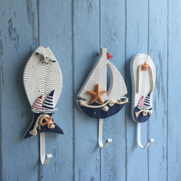

Mediterranean Style Pothook Nautical Hat Clothes Home Wall Hooks Hangers Hanging Decoration