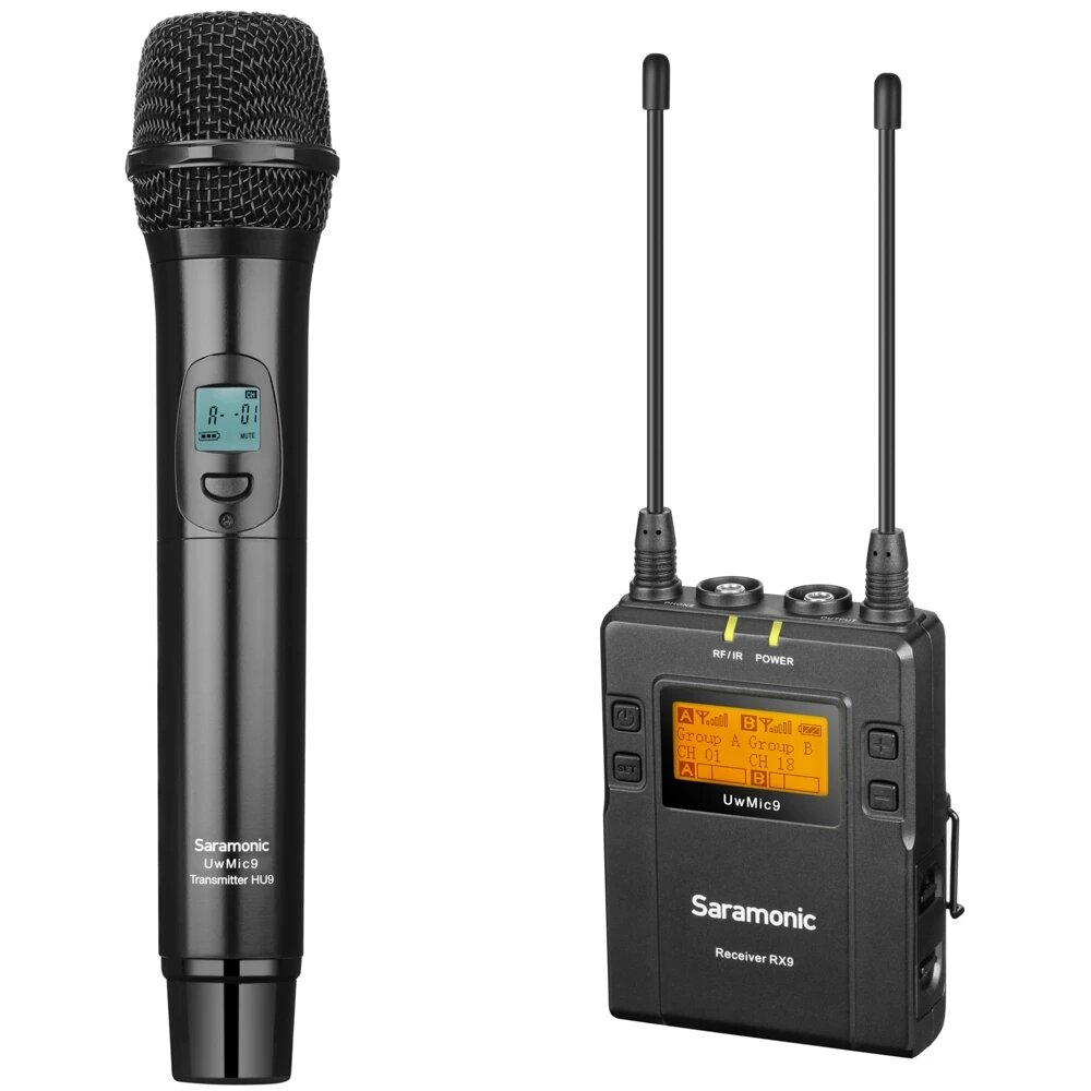 

Беспроводная портативная УВЧ-система Saramonic UwMic9 RX9 + HU9 Микрофон с портативной двухканальной установкой для каме