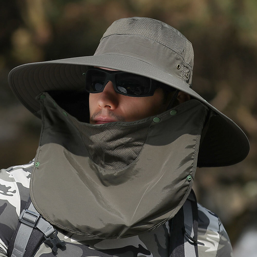 Men Summer UV Protection Wild Brim 15 Centimeters Visor Waterproof Multi-purpose Bucket Hat For Fish