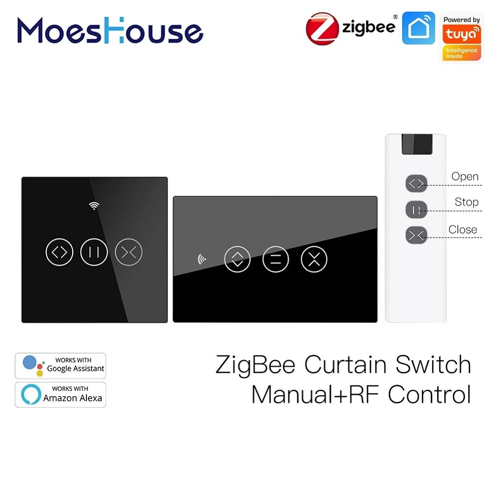 Tuya ZB RF 433MHz Smart Touch Curtain Switch Roller Blinds Shutter Wireless Control Relay Status Wor