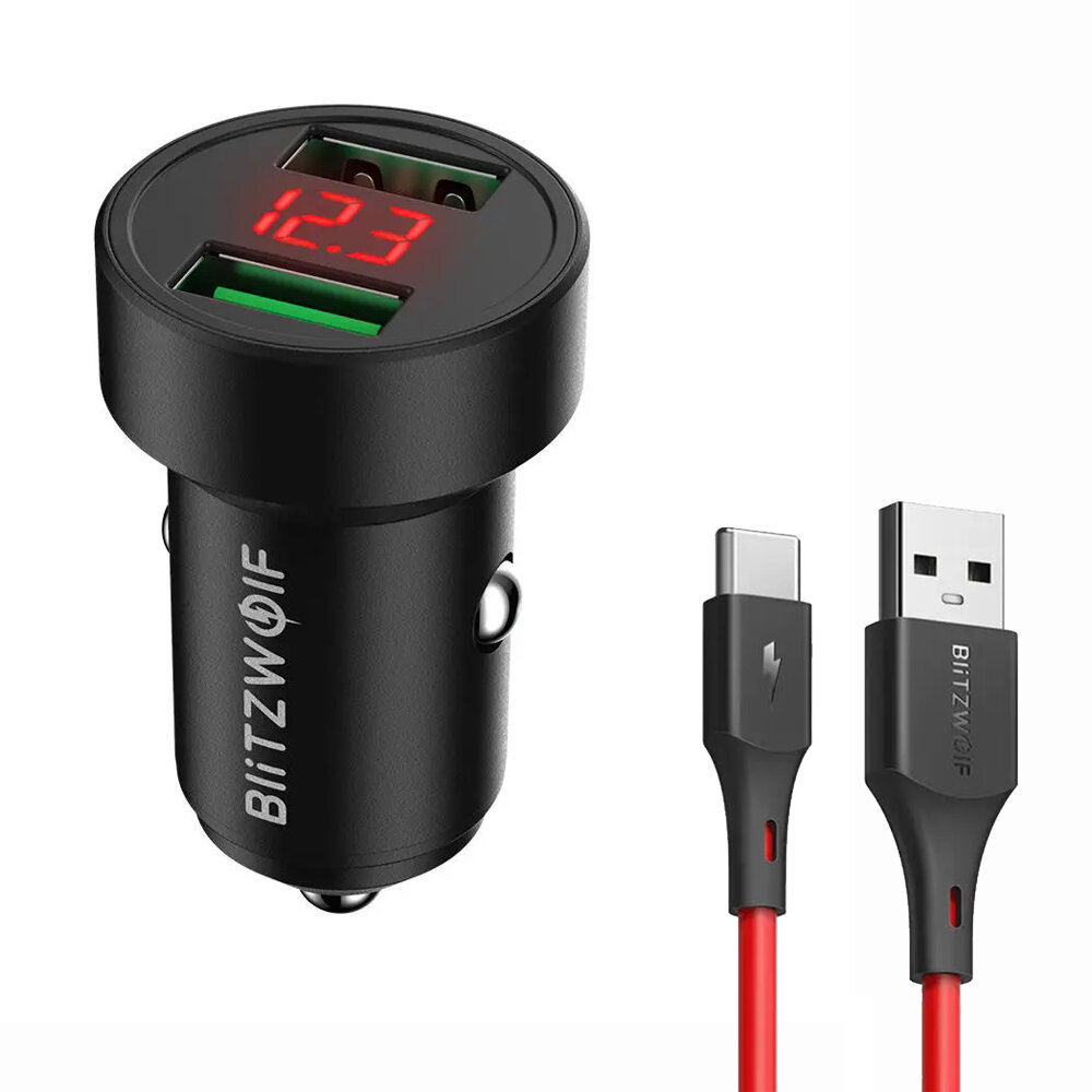 best price,blitzwolf,bw,sd6,24w,car,charger,with,bw,tc14,3a,type,c,cable,eu,coupon,price,discount