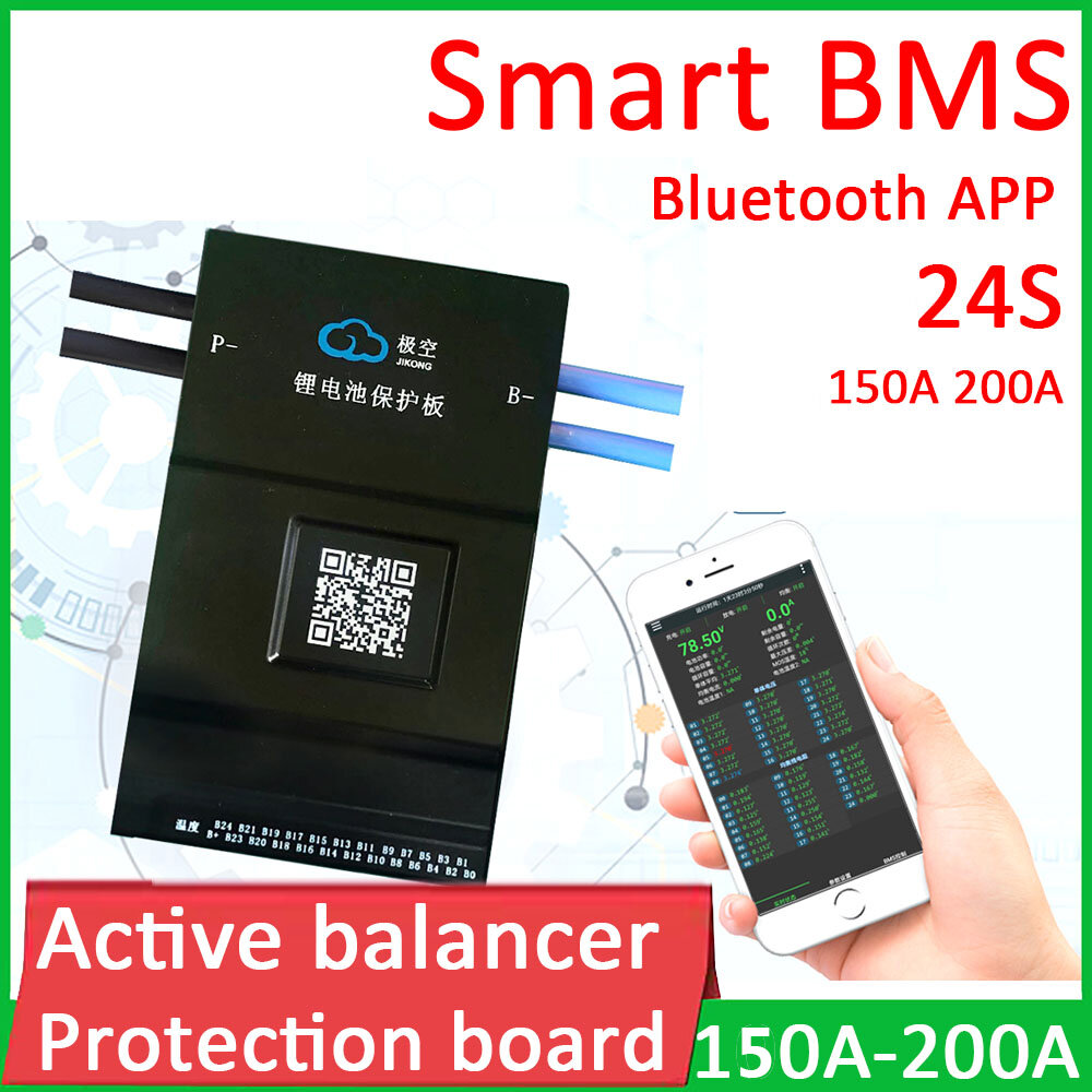 

Jikong 24S 2A Active Balance BMS lithium Battery Protection Board 200A Bluetooth APP Lifepo4 li-ion LTO