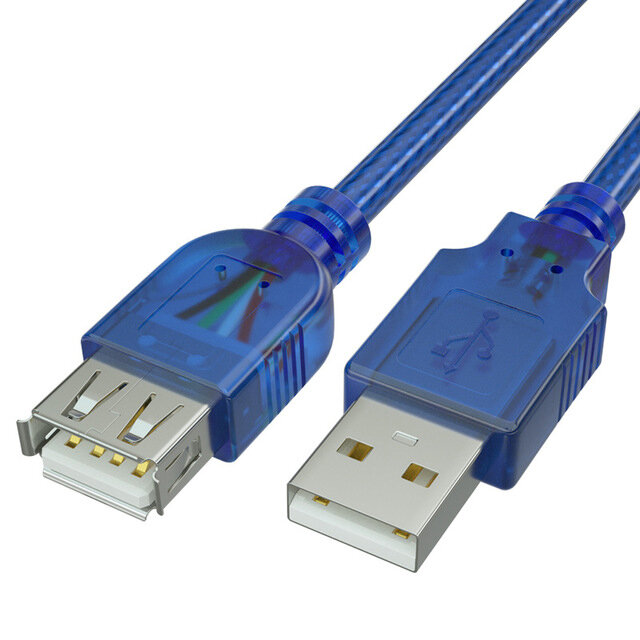 GCX USB Male to Female Extension Cable Data Cable USB2.0 Core Wire Transparent Blue Data Cable for C