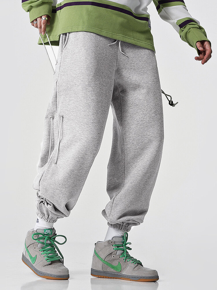 

Mens Solid Color Side Drawstring Detail Relaxed Fit Jogger Pants