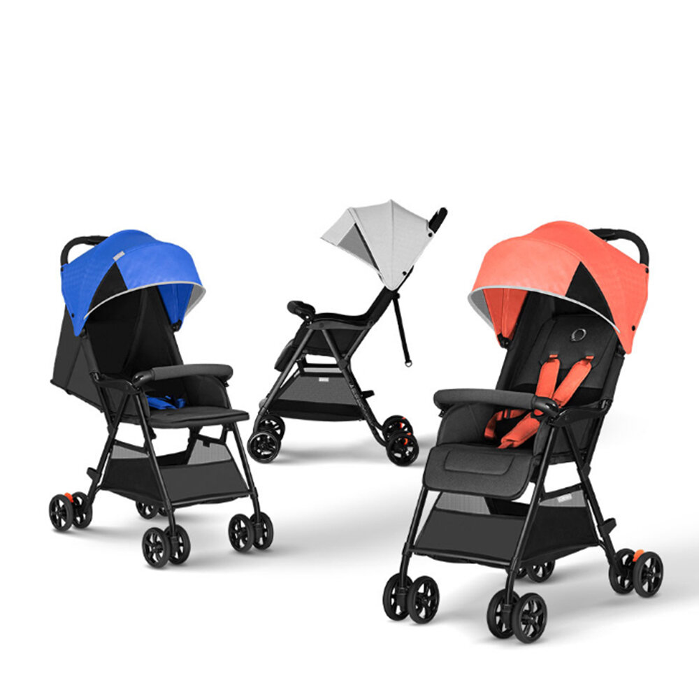 QBORN TQ02OS Lightweight Folding Baby Stroller Baby Cart One-Button Opening/Closing 110-165 Degrees Adjustment Waterproo