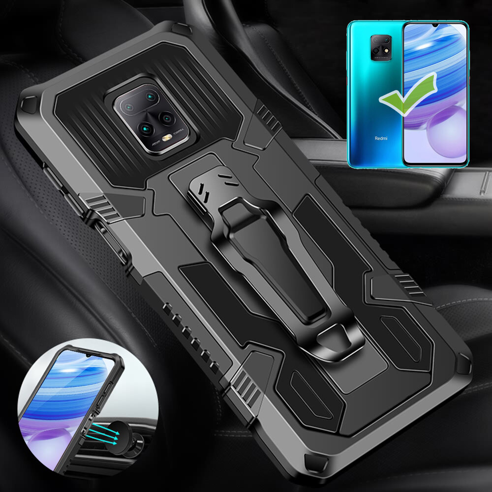 

Bakeey for Xiaomi Redmi 10X 5G Case Dual-Layer Rugged Armor Magnetic with Belt Clip Stand Non-Slip Anti-Fingerprint Shoc