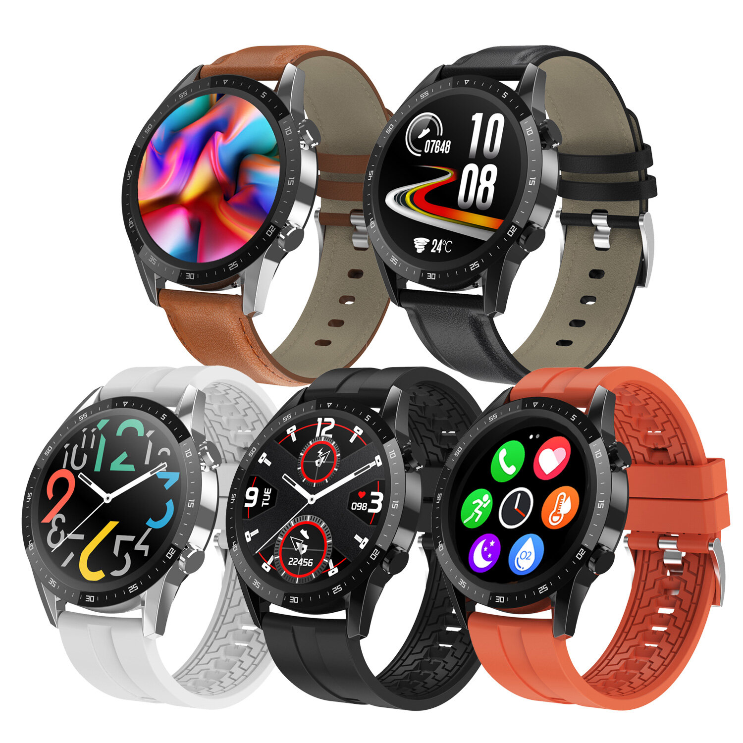 

[bluetooth Call] Bakeey T30 Dual UI Modes Custom Dial Heart Rate Blood Pressure Oxygen Monitor 10 Sport Modes Smart Watc