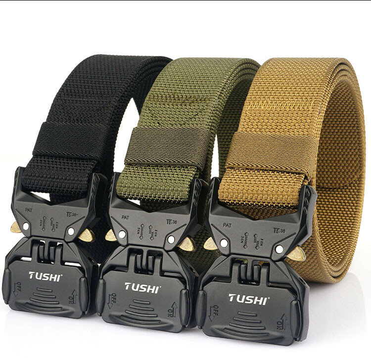 125cm TUSHI 3.8cm Thicken Nylon Tactical Belt Metal Quick Release Military Army Fan Leisure Camping 