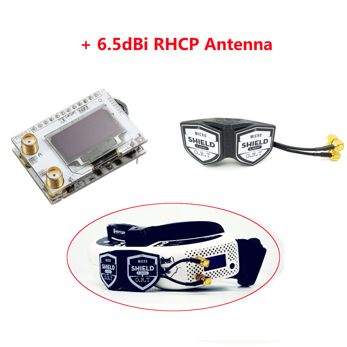 Eachine PRO58 RX Diversity 40CH 5.8G SMA Receiver + ORT DUAL SHIELD PRO 6.5dBi RHCP Antenna