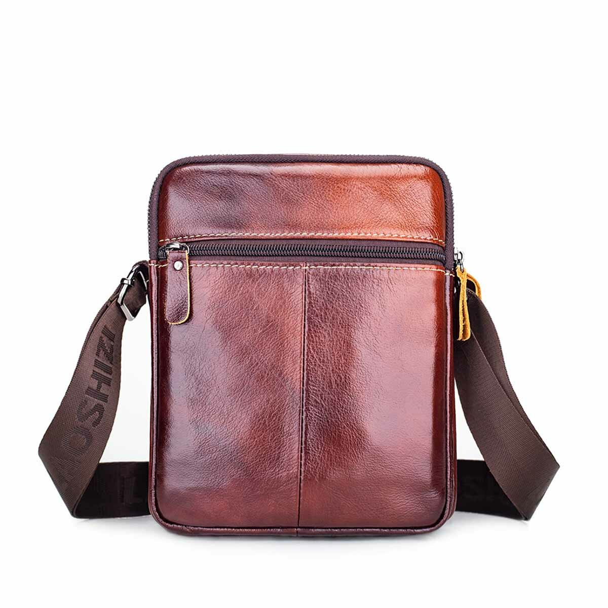Men Leather Bag Messenger Cross Body Portable Travel Shoulder Briefcase Satchel Retro Outdoor Chest 