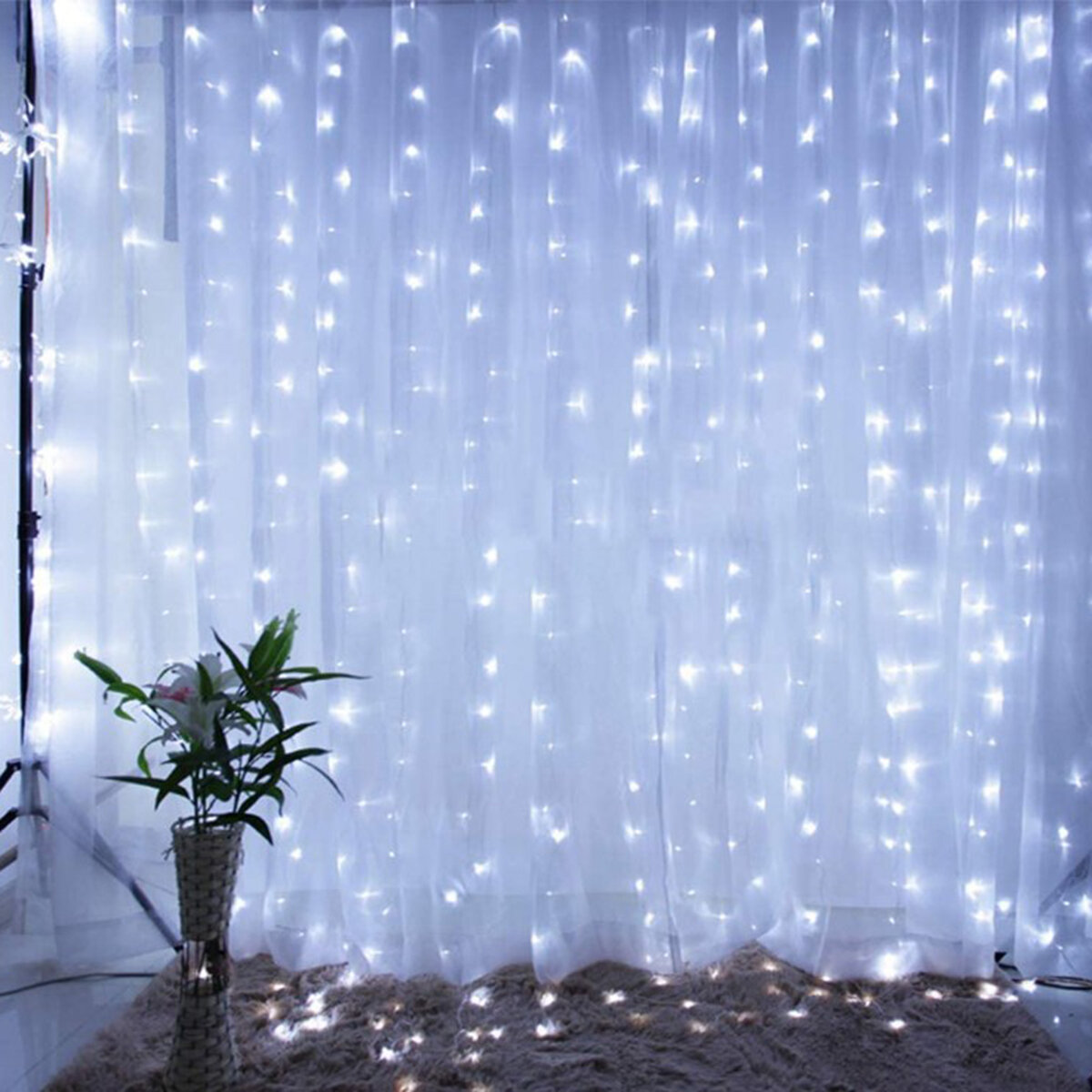 9.8x9.8FT 300 LEDs Gordijn Fairy Strip Wedding Party Home Decor Warm / Wit Licht