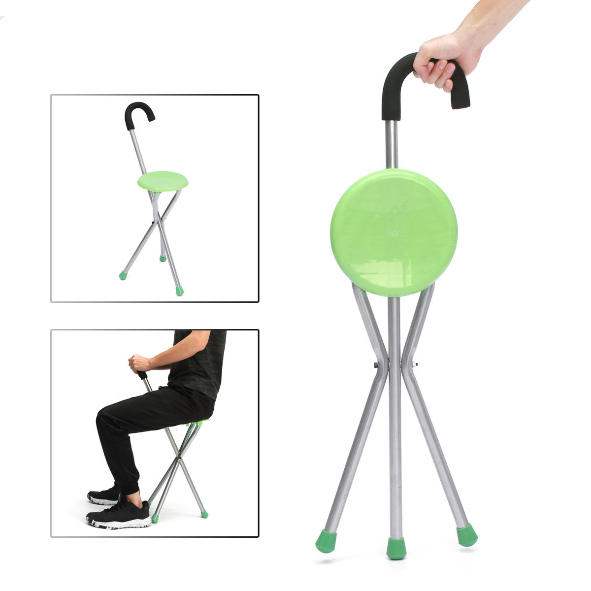 diamant slump Modtagelig for Camping Folding Tripod Cane Walking Stick Seat Portable Stool Chair Max  Load Bea Sale - Banggood USA-arrival notice-arrival notice