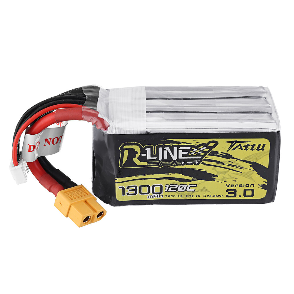 TATTU R-LINE versie 3.0 22.2V 1300mAh 120C 6S1P Lipo-batterij XT60-stekker voor iFlight Nazgul5 227 