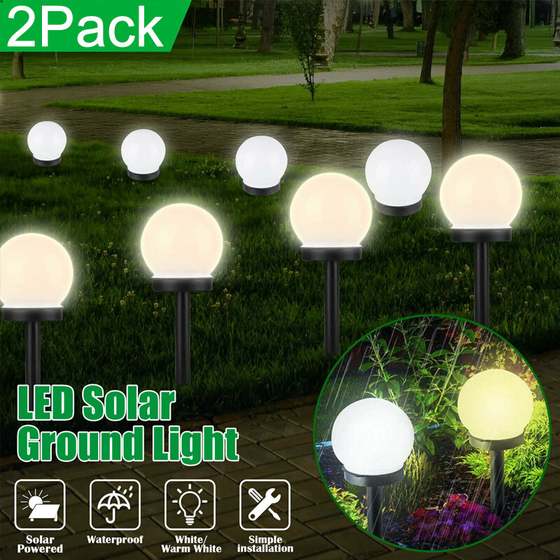 

2PCS Solar Powered LED Ground Light Ball Lawn Lamp Waterproof Outdoor Garden Yard Path Decor