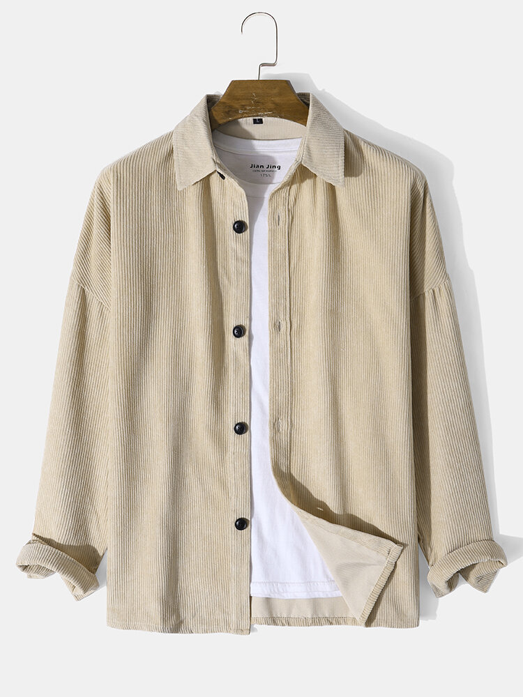Mens Corduroy Solid Button Down Front Outwear Cardigan