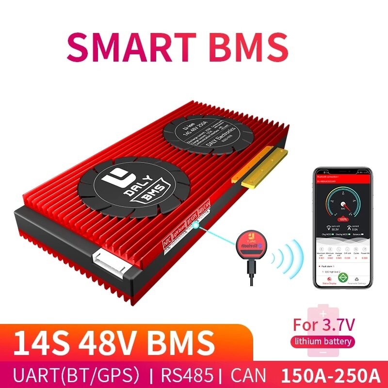 

DALY BMS 14S 48V 150A 200A 250A 18650 Smart BMS Bluetooth 485 к USB-устройству CAN NTC UART Программное обеспечение Li-o