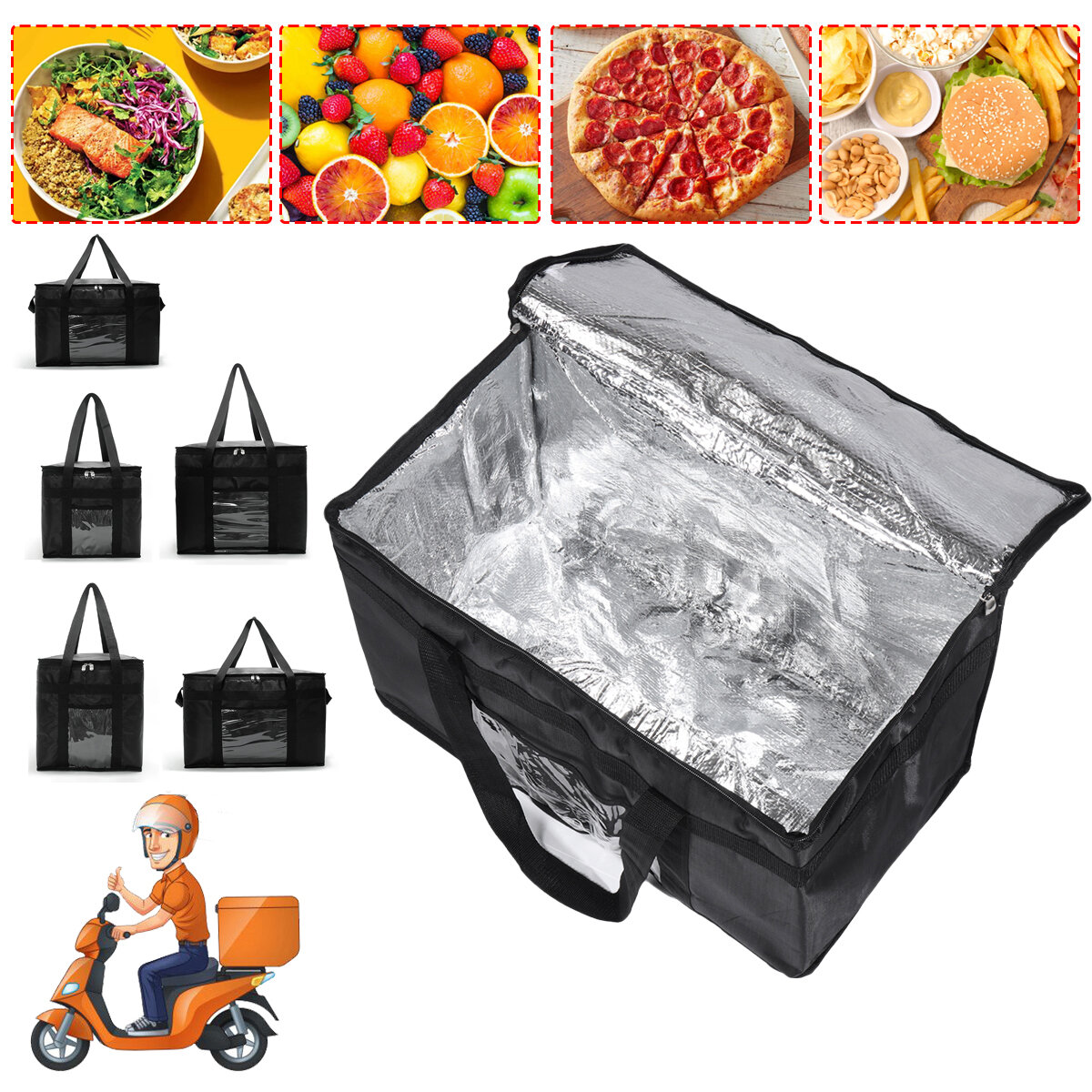 29.2/34.8/58.3/51.4/74.6L Food Delivery Bag Thermal Insulated Takeaway Bag Camping Picnic Bag