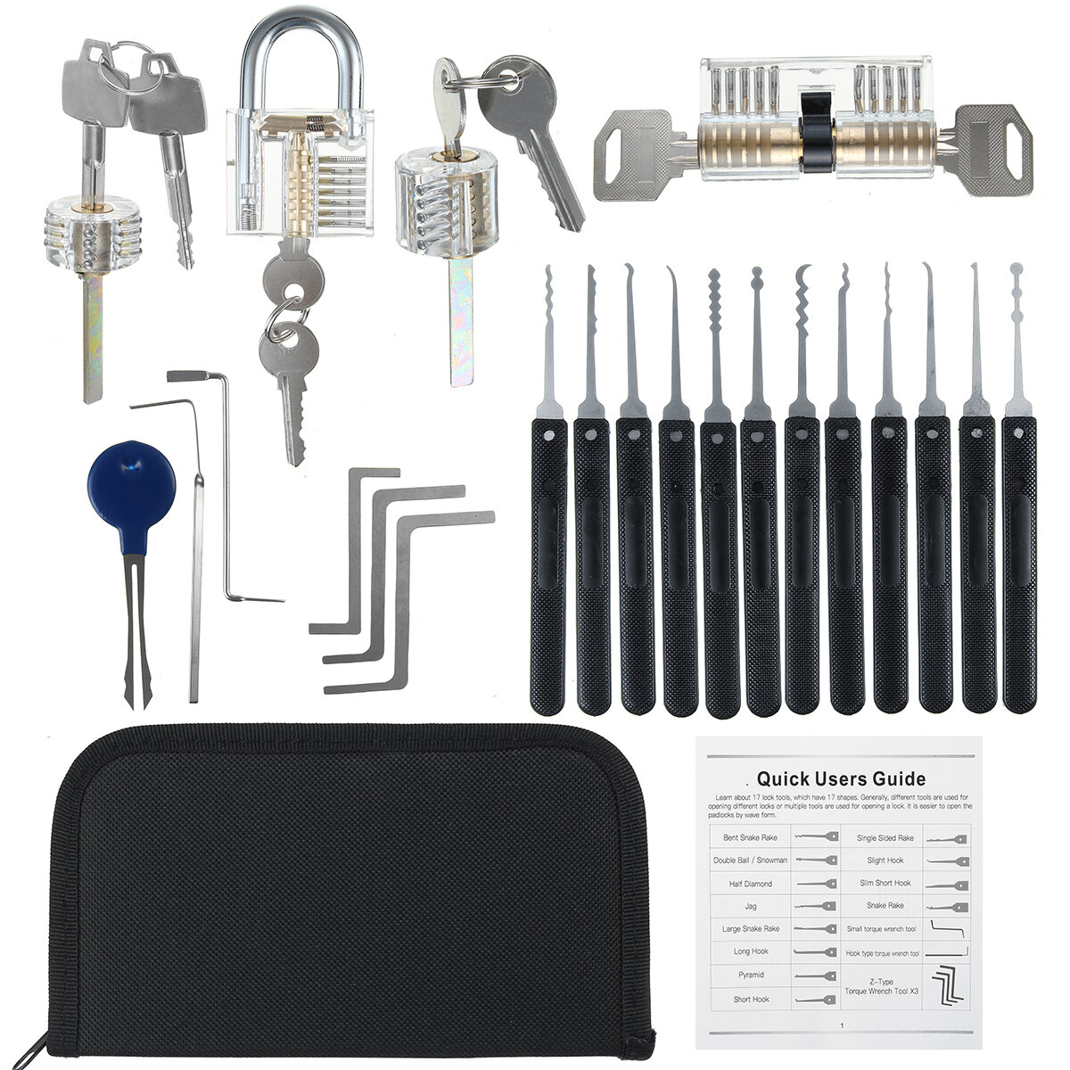 

Unlocking Locksmith Practice Lock Pick Key Extractor Padlock Lockpick Tool Kit, Quick Open Lock Learning Tools
