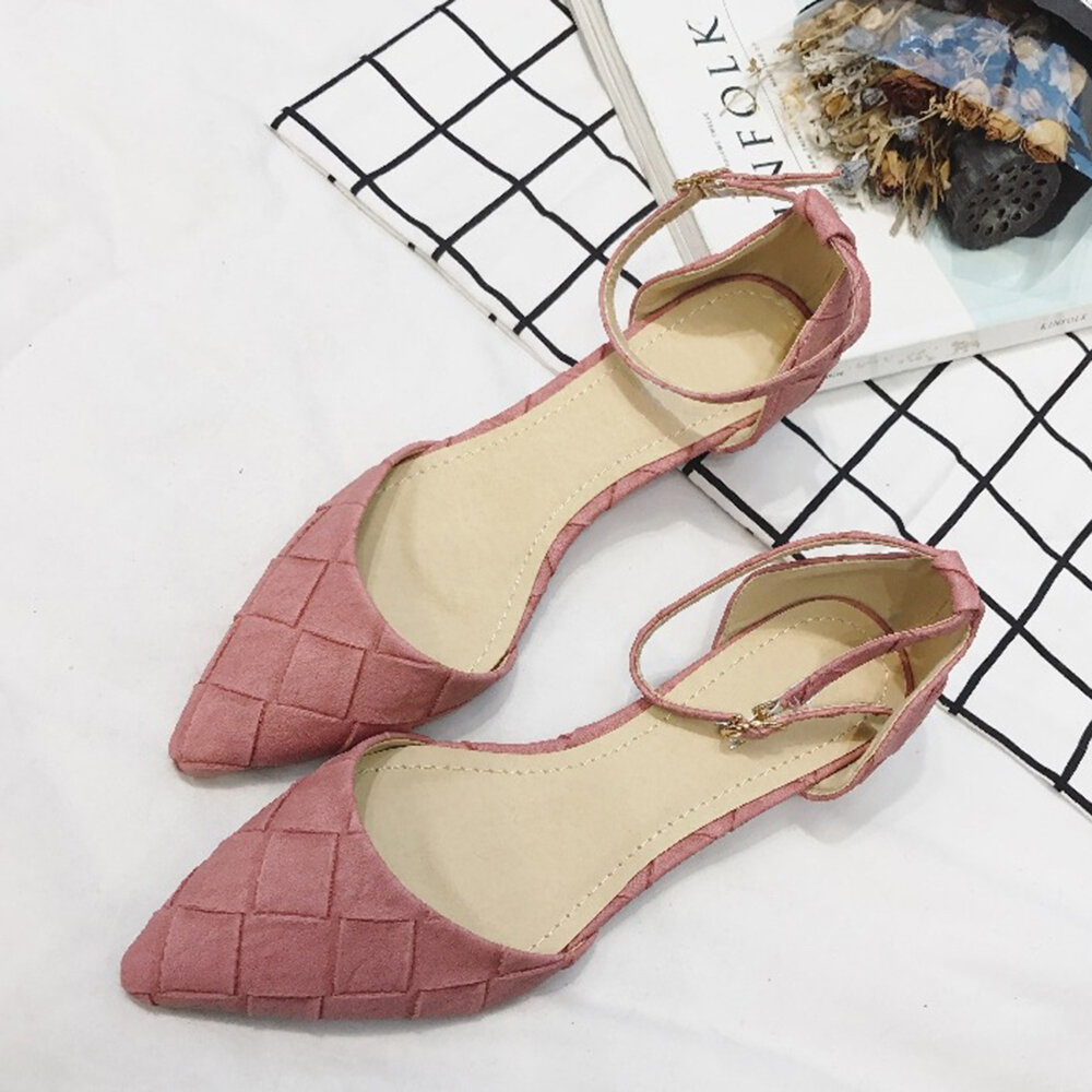 

Женские удобные туфли на плоской подошве с острым носком и пряжкой на щиколотке DOrsay