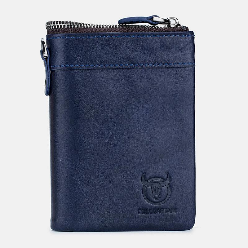 Bullcaptain Genuine Leather Multi-card Wallet Zipper Coin Bag