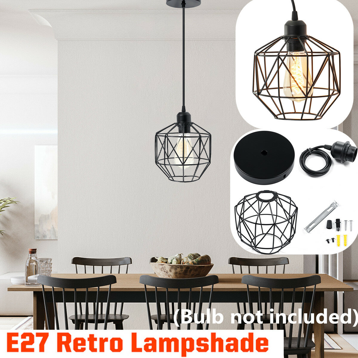 Vintage stijl retro industri?le hanglamp E27 Light Loft hangende plafondlamp Restaurant Bar Counter 