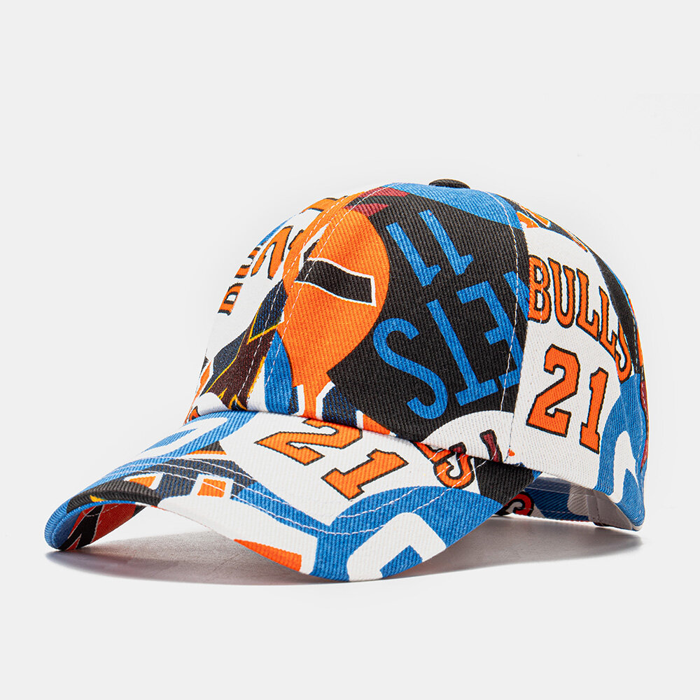 

Collrown Unisex Contrast Color Graffiti Fashion Young Curve Brim Sunshade Baseball Hat